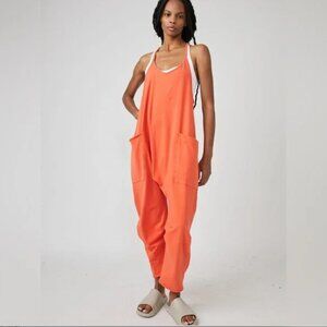 New FP Free People Movement Hot Shot Onesie Large L Coral Pink Orange Jumpsuit